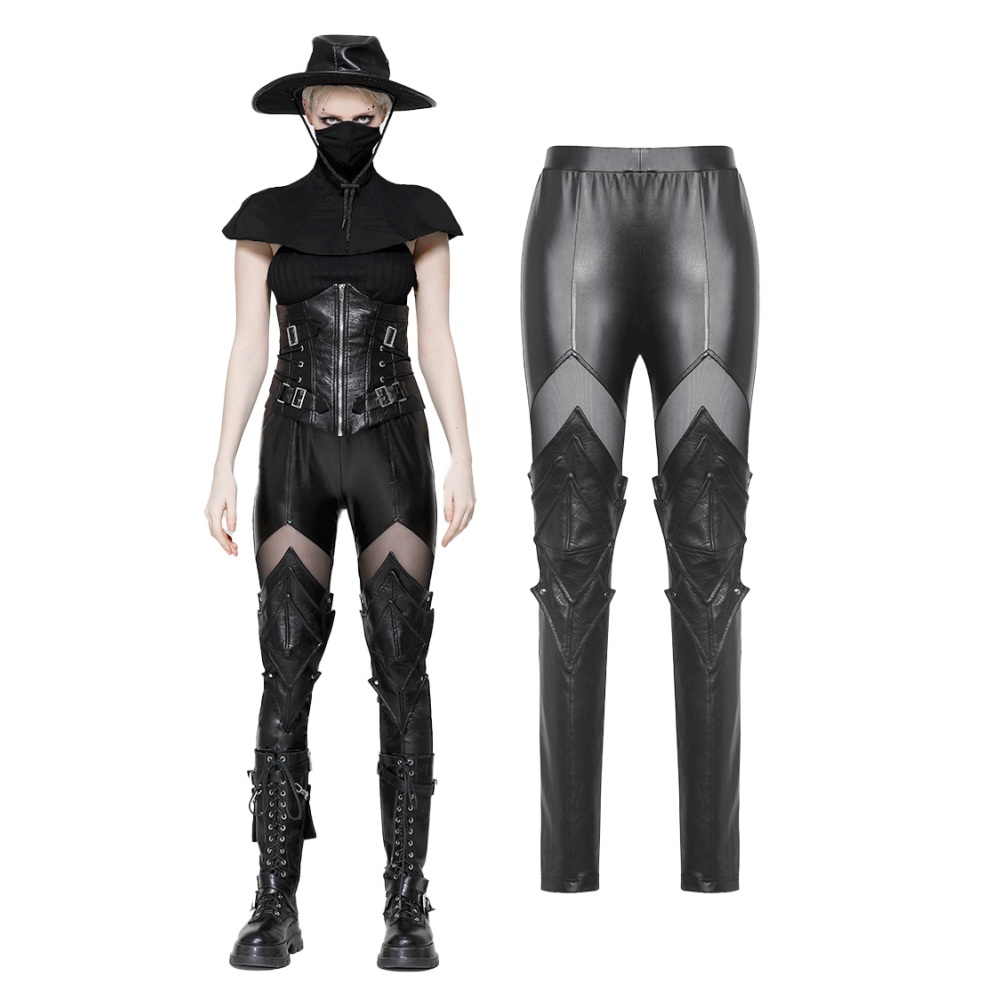 Dark in Love - PU Leather Armor Knight Legging - Zwart